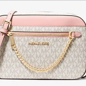Michael Kors Blush and Cream Crossbody Bag New